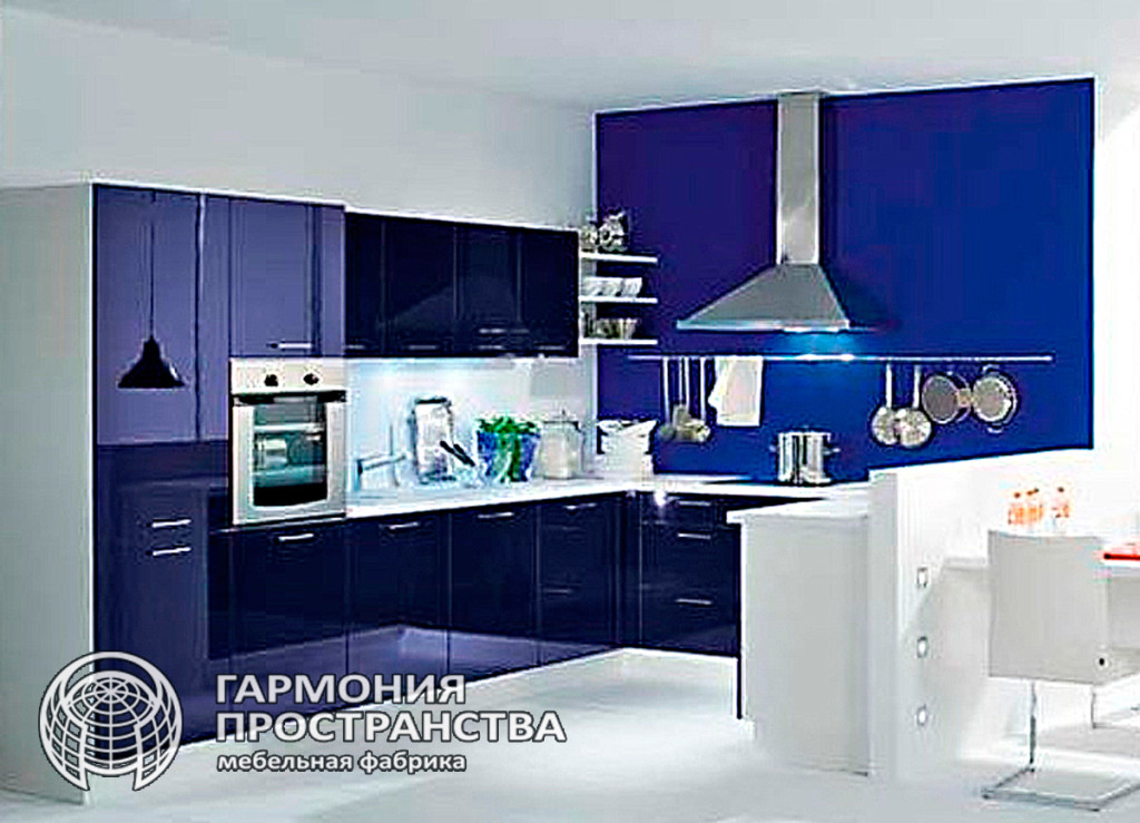Кухня темно-синего цвета