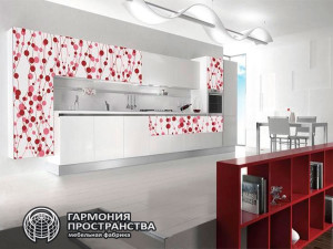 Кухонный гарнитур "Кристалл" в красном цвете
